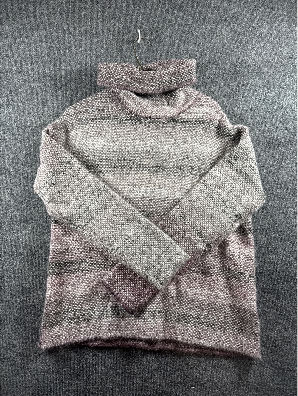 Turtleneck Knit Sweater in Gradient Gray and Purple